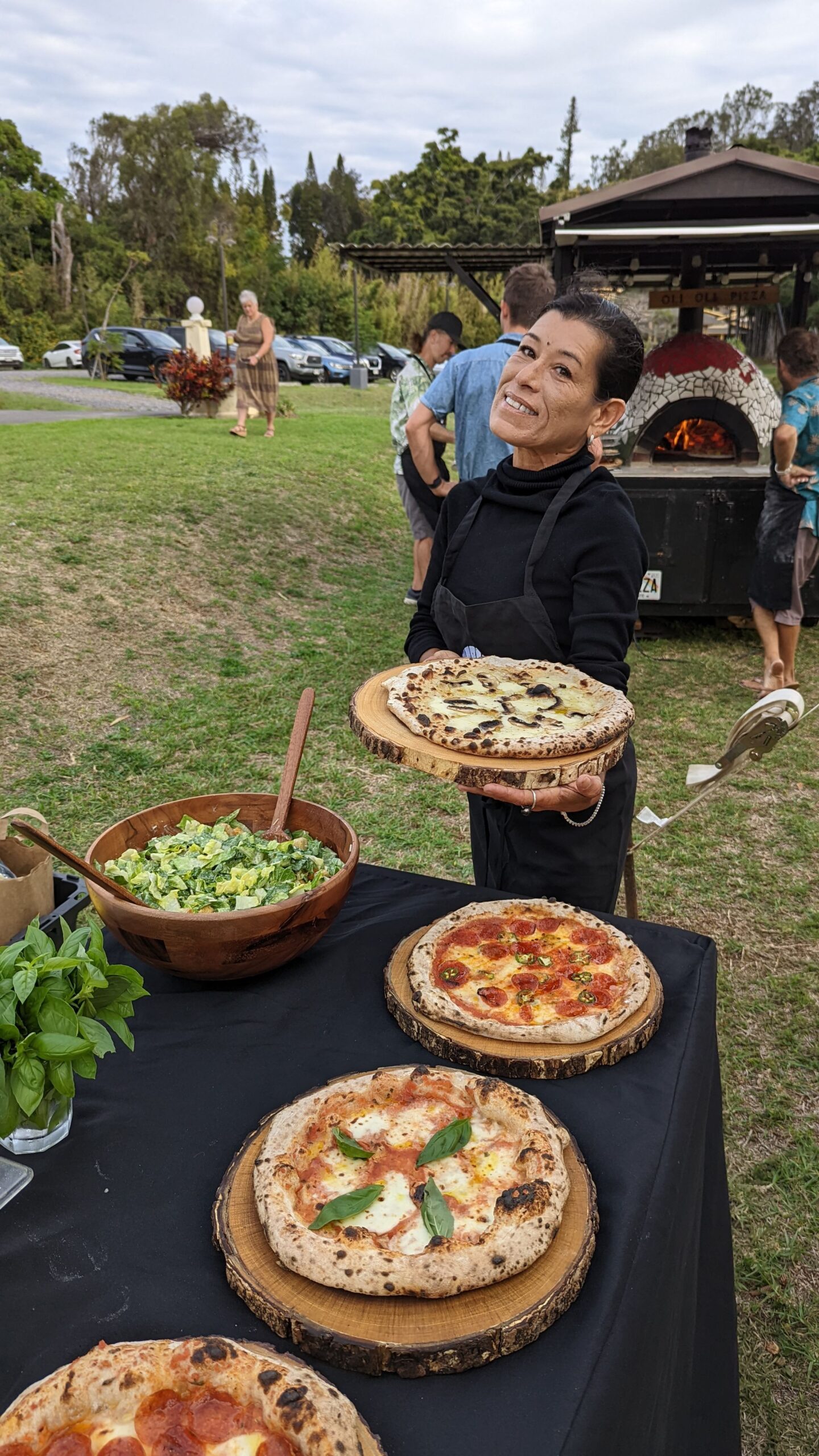 Love at the Hui No'eau Visual Arts Center Upcountry Maui Catering Wood Fired Pizza